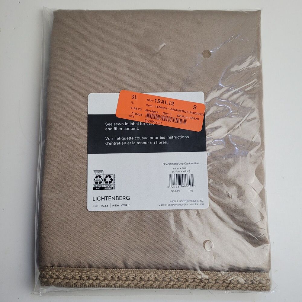 Lichtenberg Valance Taupe Brown One Valance 54 W in X 18 in  L